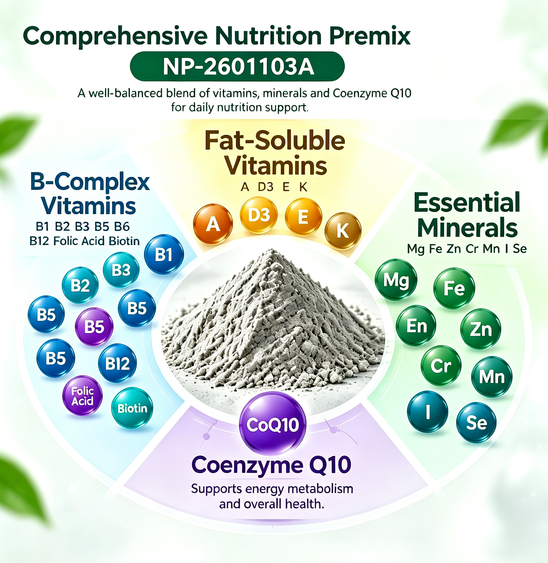 How does the Comprehensive Nutritional Premix support the development and formulation of multi-nutrient fortified products?